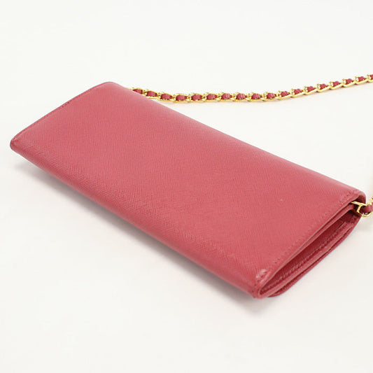 PRADA 1M1290 Chain wallet Safiano leather pink Women