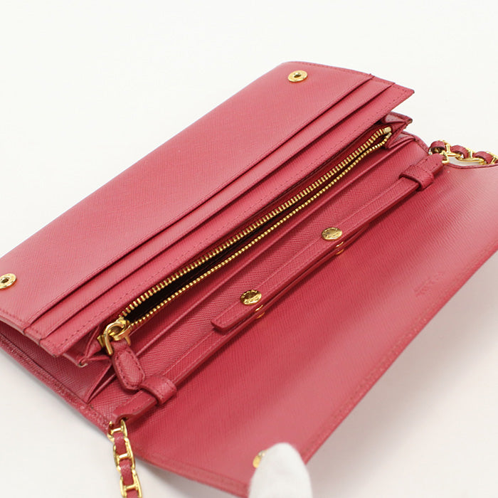 PRADA 1M1290 Chain wallet Safiano leather pink Women