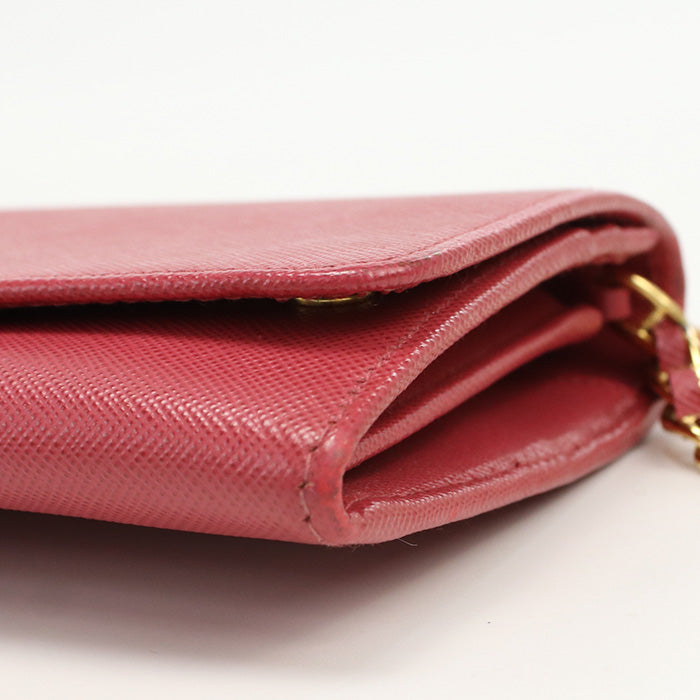PRADA 1M1290 Chain wallet Safiano leather pink Women