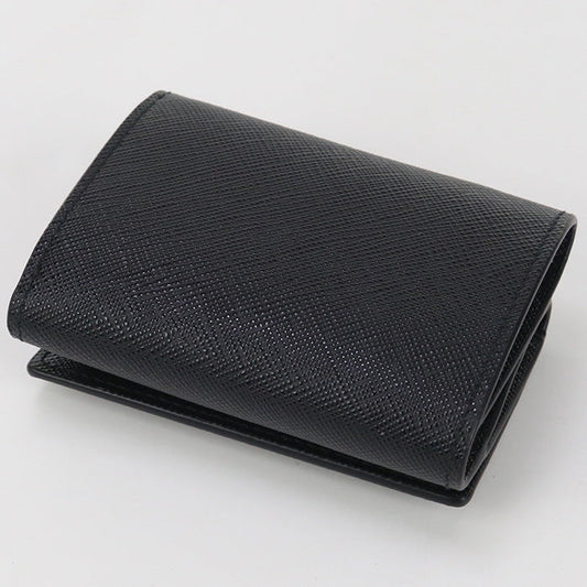 PRADA 2MH042 QHH F0002 Saffiano Triangle Wallet Three fold leather black mens