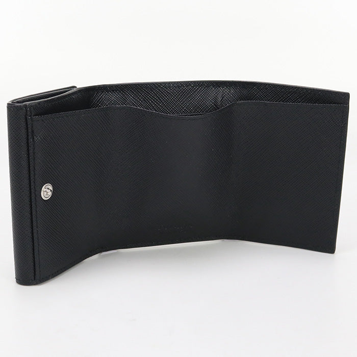 PRADA 2MH042 QHH F0002 Saffiano Triangle Wallet Three fold leather black mens