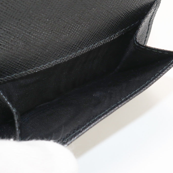 PRADA 2MH042 QHH F0002 Saffiano Triangle Wallet Three fold leather black mens
