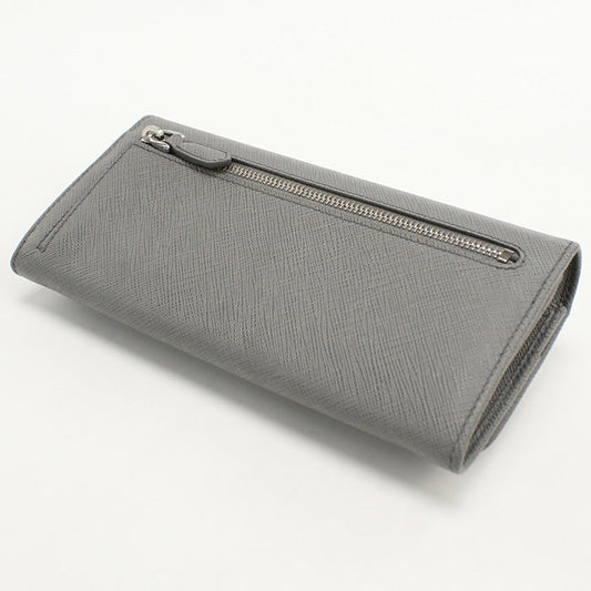 PRADA 1MH132 Long wallet Safiano Flap wallet leather gray Women (unisex)