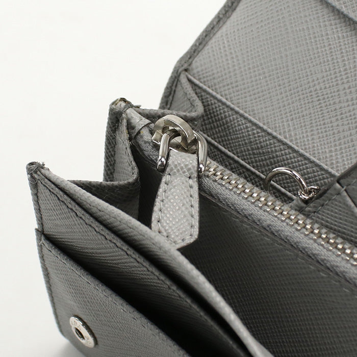 PRADA 1MH132 Long wallet Safiano Flap wallet leather gray Women (unisex)