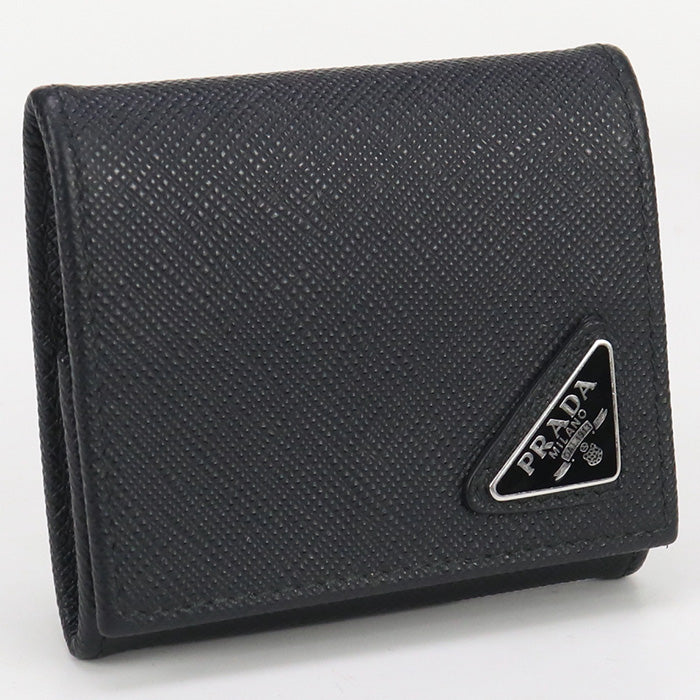PRADA 2MM935 QHH F0002 Coin case saffiano triangle leather black mens
