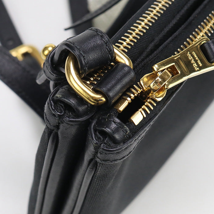PRADA 1BH048 Shoulder Bag Diagonal Shoulder Bag canvas/leather black Women