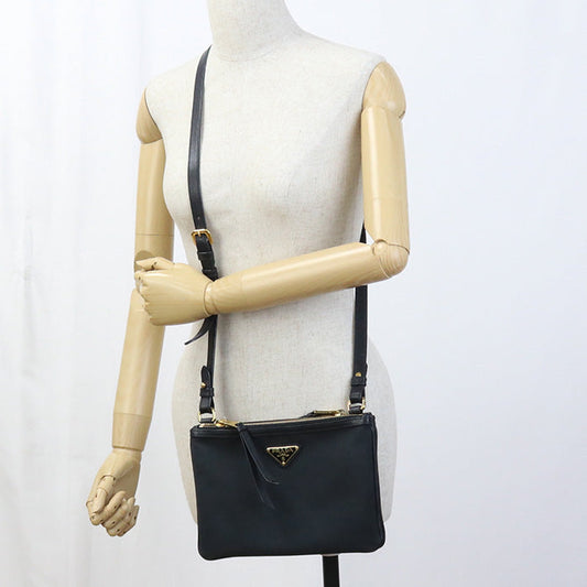 PRADA 1BH048 Shoulder Bag Diagonal Shoulder Bag canvas/leather black Women