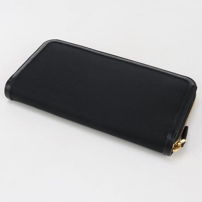 PRADA 1ML506 Long Wallet Triangle Zipper Wallet Purse Nylon, leather black Women