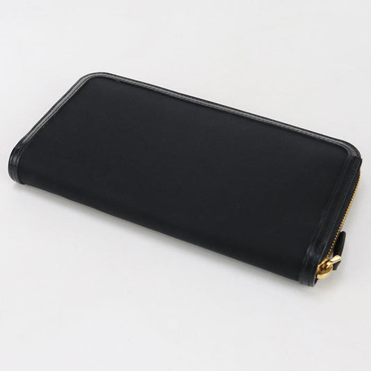 PRADA 1ML506 Long Wallet Triangle Zipper Wallet Purse Nylon, leather black Women