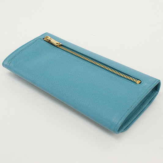 PRADA 1MH132 Saffiano Multicolor Purse Long wallet leather Blue Women