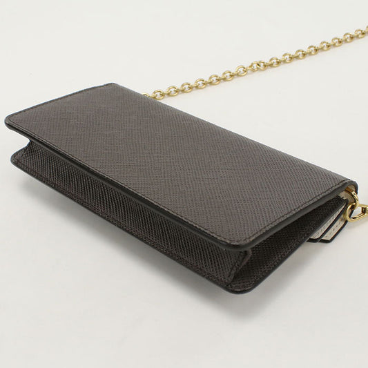 PRADA 1DH052 2DC3 F0R7X Long Wallet Saffiano Chain Wallet Leather gray Women
