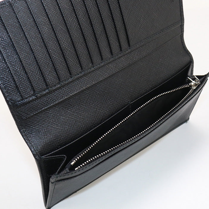PRADA 2MV836 QHH F0002 Long Wallet Safiano Folded wallet leather black mens