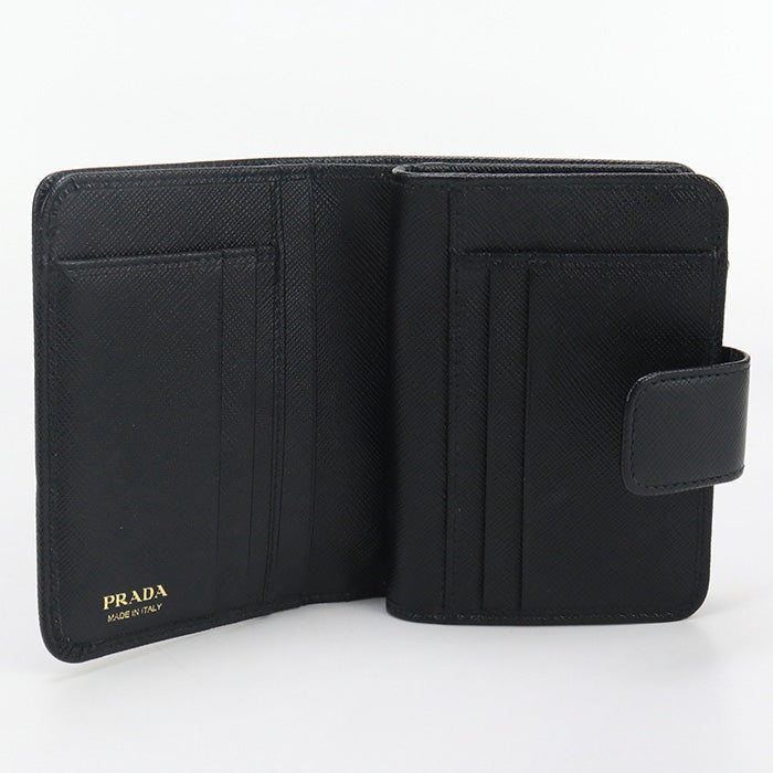 PRADA 1ML018 QWA F0002 Bi-fold wallet Safiano L-shaped zipper wallet leather Women