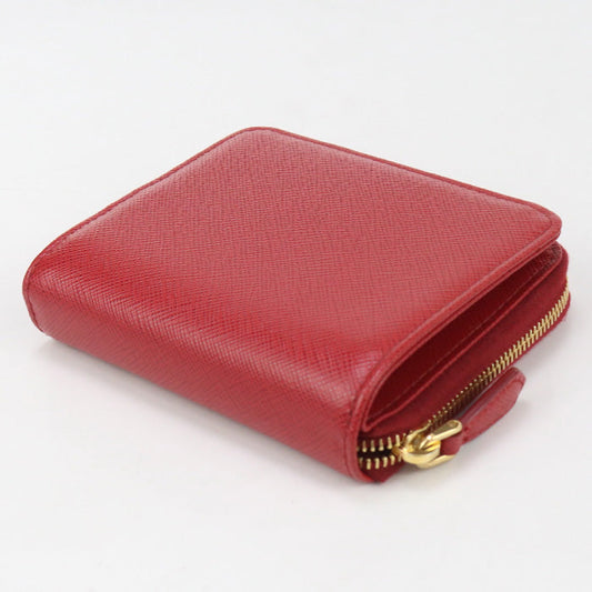PRADA PR90349 Saffiano Triangle Wallet Folded wallet leather red Women