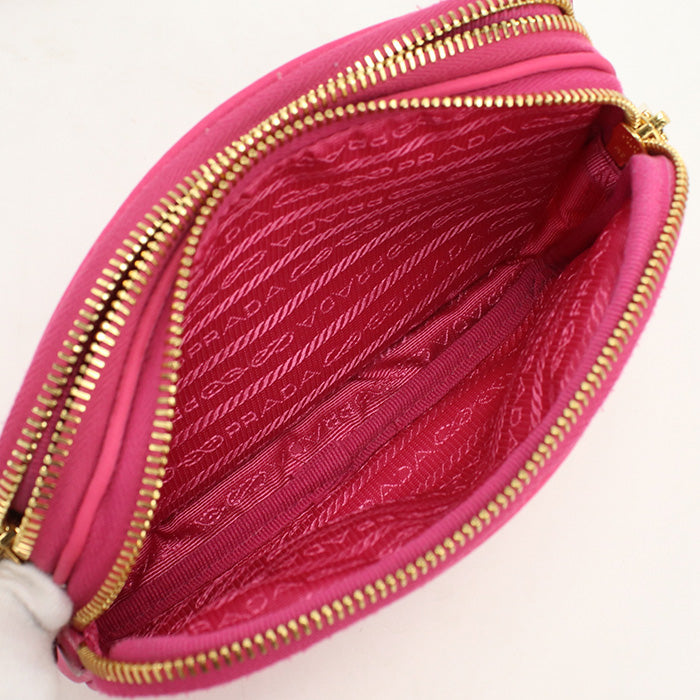PRADA 1NF861 Shoulder Bag Mini Shoulder Bag Pochette Nylon,leather pink Women