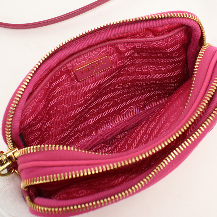 PRADA 1NF861 Shoulder Bag Mini Shoulder Bag Pochette Nylon,leather pink Women