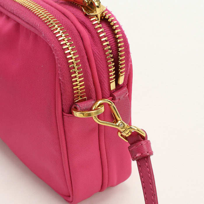 PRADA 1NF861 Shoulder Bag Mini Shoulder Bag Pochette Nylon,leather pink Women