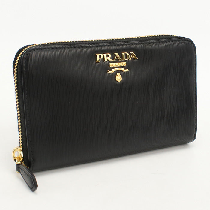 PRADA 1ML157 Medium wallet in leather Zip AroundWallet leather black Women