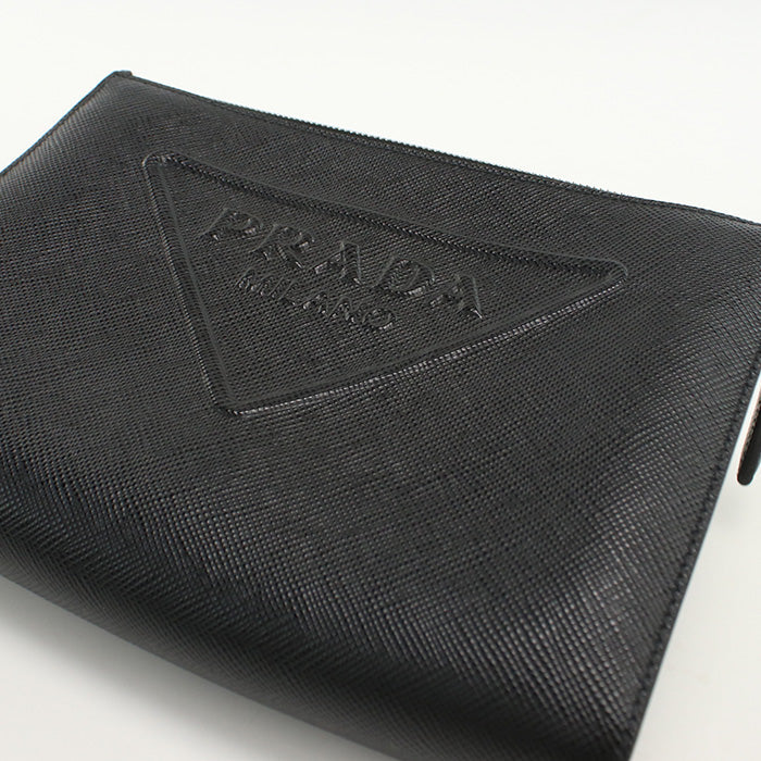 PRADA 2VF039 Clutch bag Safiano Pouch Business Bags leather black mens
