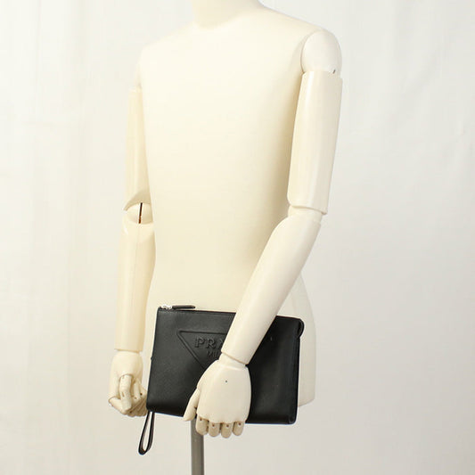 PRADA 2VF039 Clutch bag Safiano Pouch Business Bags leather black mens