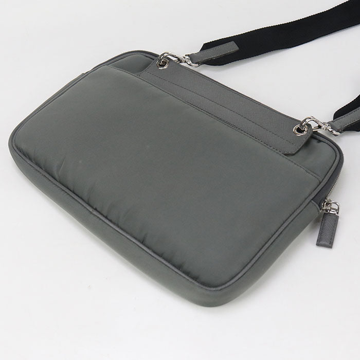 PRADA 2VH116 Shoulder Bag Triangular logo 2way clutch bag Nylon gray mens