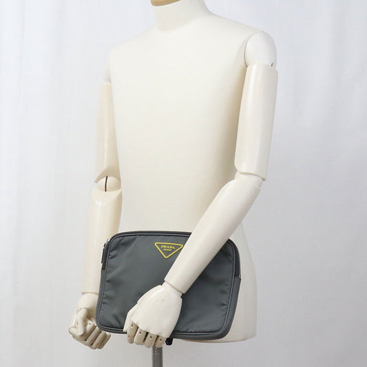 PRADA 2VH116 Shoulder Bag Triangular logo 2way clutch bag Nylon gray mens