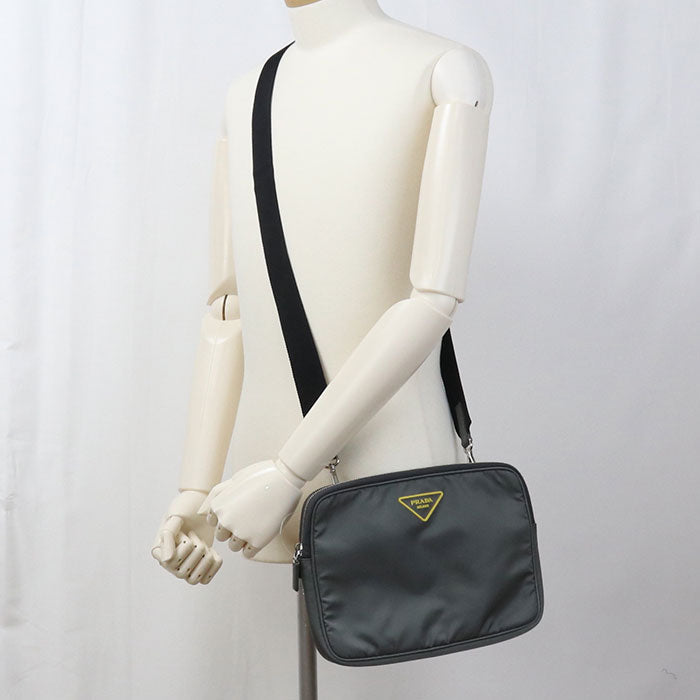 PRADA 2VH116 Shoulder Bag Triangular logo 2way clutch bag Nylon gray mens