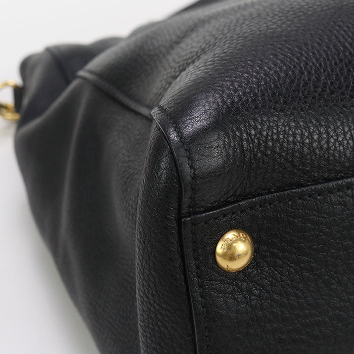 PRADA 2WAY Tote Bag leather black Women