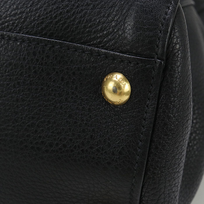 PRADA 2WAY Tote Bag leather black Women
