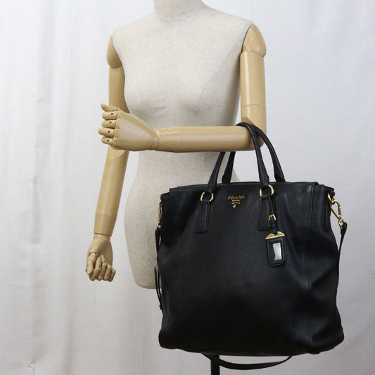 PRADA 2WAY Tote Bag leather black Women