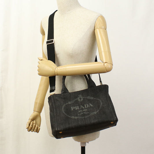 PRADA 1BG439 2WAY Canapa Tote Bag denim/2WAYTote Bag black Women