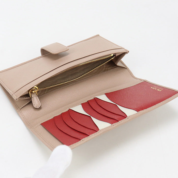 PRADA 1MV025 Long wallet Safiano Folding wallet leather pink Women