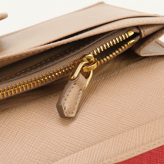 PRADA 1MV025 Long wallet Safiano Folding wallet leather pink Women