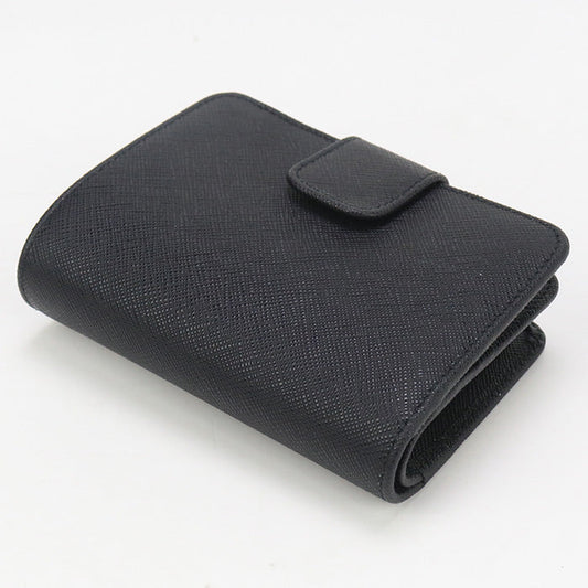 PRADA PR93168 Saffiano leather wallet Folded wallet leather black unisex
