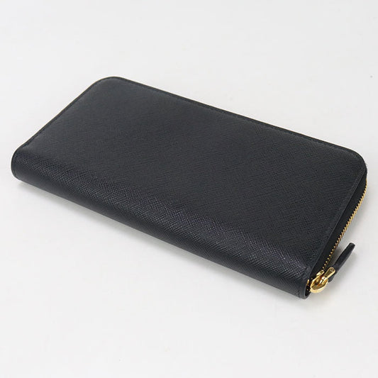 PRADA 1ML506 Long wallet Saffiano Embossing Zipper Wallet leather black mens(unisex)