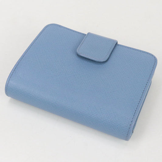 PRADA 1ML018 QHH F0637 saffiano triangle Folded wallet leather Blue Women