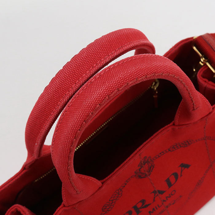PRADA 1BG439 2WAY Canapa Tote Bag Cotton red Women