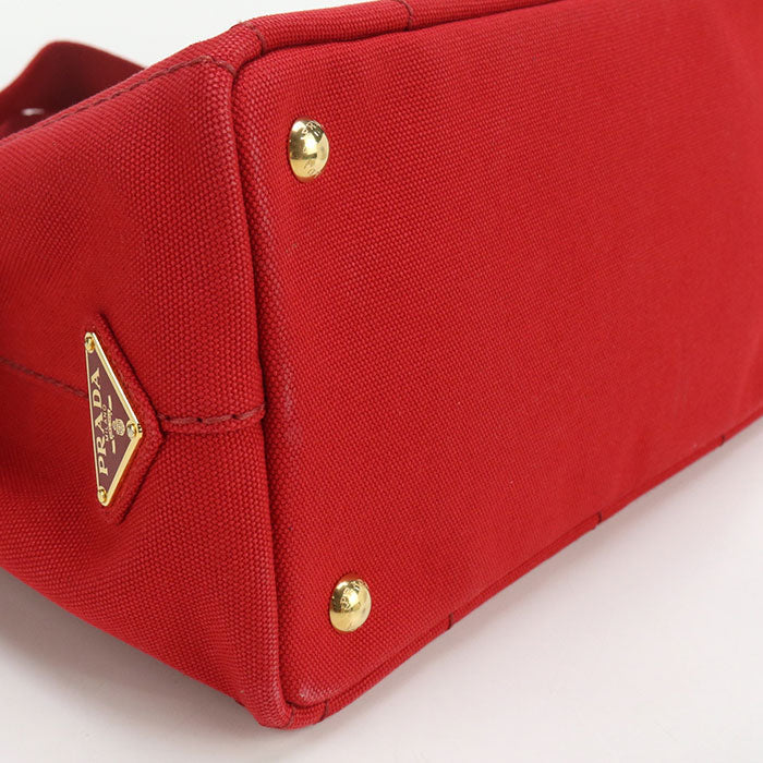 PRADA 1BG439 2WAY Canapa Tote Bag Cotton red Women