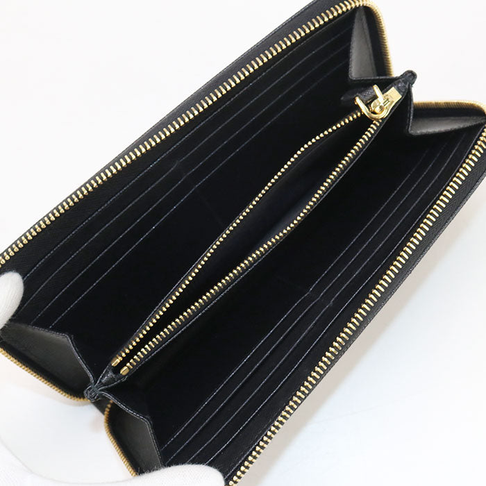 PRADA 1ML506 around long wallet Safiano leather PurseZip leather black Women