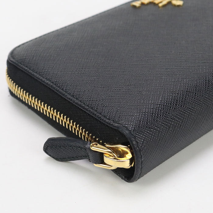 PRADA 1ML506 around long wallet Safiano leather PurseZip leather black Women