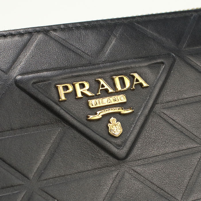 PRADA 1ML5062 Long Wallet Zipper Wallet Cowhide black Women