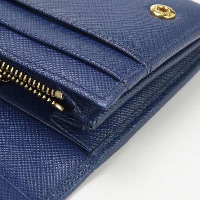 PRADA 1MH132 QME F0016 Long wallet with double fold coin purse blue Women