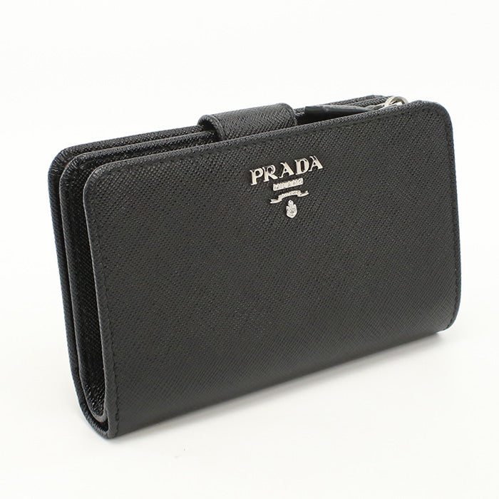 PRADA 1ML225 2E6V F0LN1 Saffiano leather wallet Folded black Women