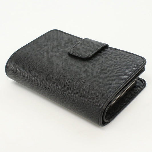 PRADA 1ML225 2E6V F0LN1 Saffiano leather wallet Folded black Women