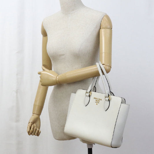 PRADA 1BA113 2WAY Tote Bag leather white Women