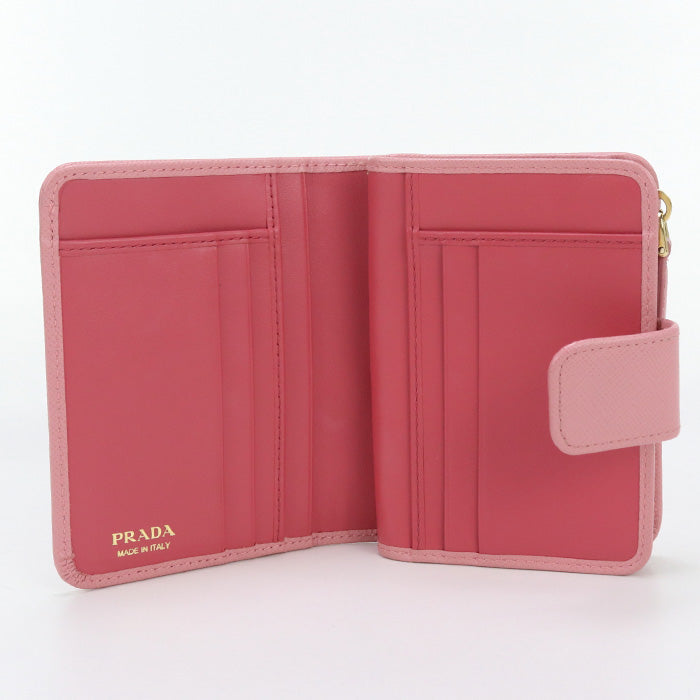 PRADA 1ML018 Bi-fold wallet Safiano Folding Wallet leather pink Women