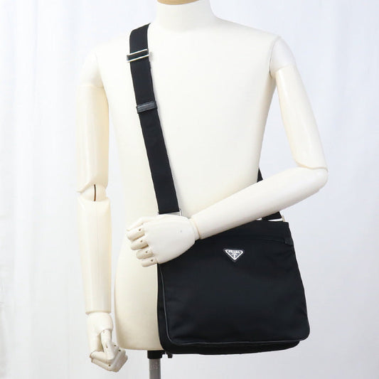 PRADA 2VH5632E9S F0002 Re-Nylon Diagonal Shoulder Bag Safiano leather black mens