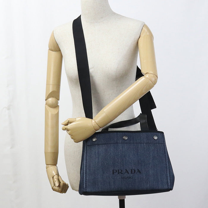 PRADA 1BG311 2BBV FOKF5 2WAY Tote Bag denim navy Women