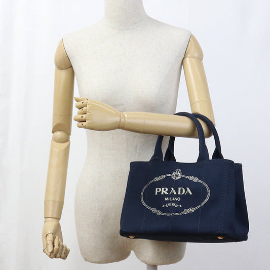 PRADA 1BG439 2WAY Canapa Tote Bag Cotton canvas black Women