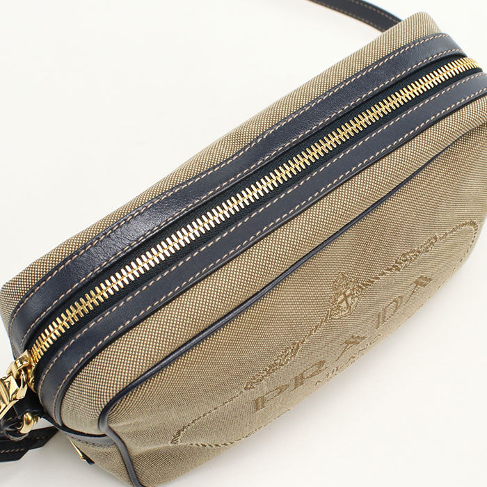 PRADA 1BH089 Logo jacquard Diagonal shoulder bag canvas/leather Women brown